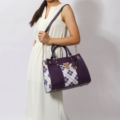 MKF Collection Satchel Bag Women’s Plaid Vegan Leather Set with Wallet, Christine | MKF Collection by Mia K - Purple — фото 4