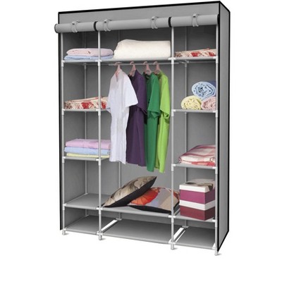 Home Basics Storage Closet with Shelving, Grey