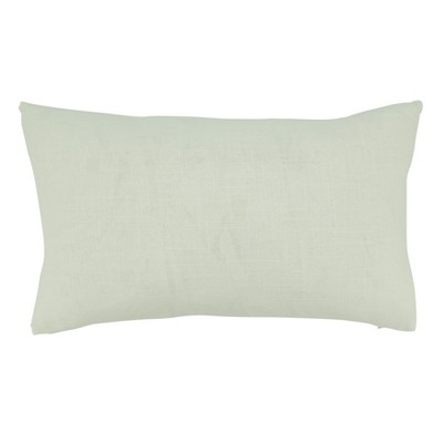 Ivory Rectangular Banded Poly Filled Throw Pillow