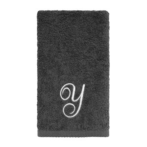 Avanti  Granite with Silver Script Monogram Bath Towel Letter   Y - 1 of 3