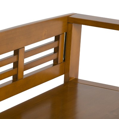48" Light Brown Solid Wood Entryway Storage Bench