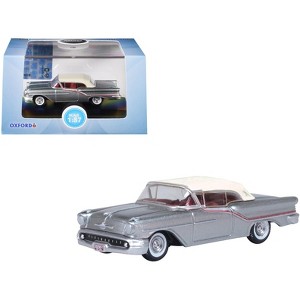 1957 Oldsmobile 88 Convertible Juneau Gray with White Top and Red Interior 1/87 (HO) Scale Diecast Model Car by Oxford Diecast - 1 of 4