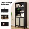 Sevobal Decorarive5 Shelf Bookshelf with Doors Tall Bookcase Display Shelves for Home Office, Black, 29.9"*14.6"*70.9" - 2 of 4