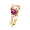 Ross-Simons 1.40 Carat Peach Morganite and 1.30 Carat Rhodolite Garnet Toi Et Moi Ring With .14 ct. t.w. Diamonds in 14kt Yellow Gold - 3 of 4