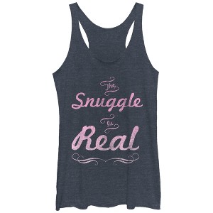 Women's CHIN UP Snuggle is Real Cursive Racerback Tank Top - 1 of 3