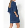 Imily Bela Womens Denim Shirt Dress Collared V Neck Mini Casual Jean Dresses with Pockets - 3 of 4