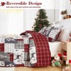 Christmas Quilt Set, Reversible Printed 3 Pieces Quilts Coverlet Bed Set Holiday Decorative Bedding, Microfiber Fabric, 1 Quilt and 2 Pillow Shams - 3 of 4