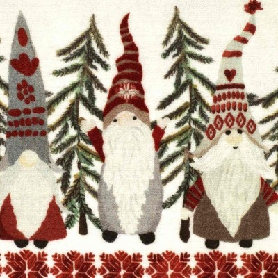 Festive Christmas Gnomes Polyester Rug with Red Border
