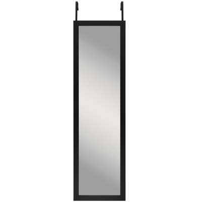 Black Over-the-Door Full Length Floating Mirror - 12" x 48" with Durable Shatterproof Glass and Plastic Frame