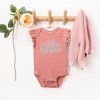 The Juniper Shop Little Answered Prayer Flutter Sleeve Bodysuit - 18M - Mauve - 3 of 4