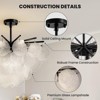 Ludomide 24" Modern Black Chandelier, 9 Light Glass Chandelier For Dining Room, Coastal Modern Capiz Ceiling Chandelier Light Fixture - 4 of 4
