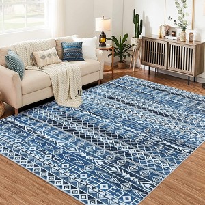 Modern Geometric Area Rug for Living Room, Plush & Soft Faux Wool,Machine Washable Non-Slip Large Carpet for Living Room, Bedroom - 1 of 4