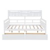 Daybed,Wood Slat Support Daybed Frame With Bedside Shelves And Two Drawers,Daybed Storage,Daybed For Bedroom-Cuddlewood - 3 of 4
