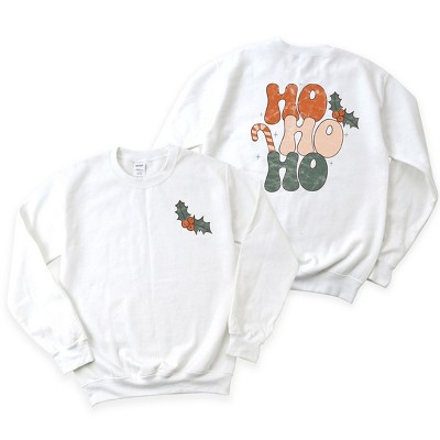 Simply Sage Market Women's Graphic Sweatshirt Retro Ho Ho Ho Front and Back