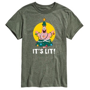 Men's - SpongeBob SquarePants - Patrick Christmas Tree It's Lit Short Sleeve Graphic T-Shirt - 1 of 4