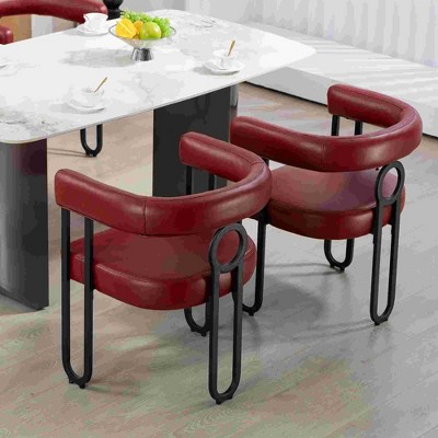 CAVINAS PU/Chenille Fabric Upholstered Accent Chair with Metal Legs and Cushion,Modern Upholstered Armchair for Living Room