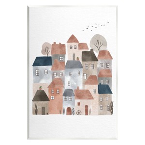 Stupell Industries Muted Neighborhood Cityscape Kids' Wall Plaque Art by Ziwei Li: MDF Mixed Media Vertical Wall Art - 1 of 3