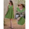 INSPIRE CHIC Women's Linen Sleeveless Summer V Neck Button Down Pleated Midi Dress - 2 of 4