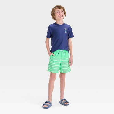 Boys' Waves Printed and Striped Rash Guard Set - Cat & Jack™ Green