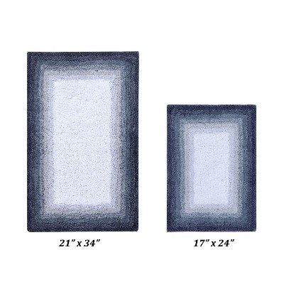 Torrent Collection 2 Piece 100% Soft Cotton Tufted Weave Bath Rug Set, Ombre Pattern, Super Soft & Absorbent, Machine Washable Bathroom Mats