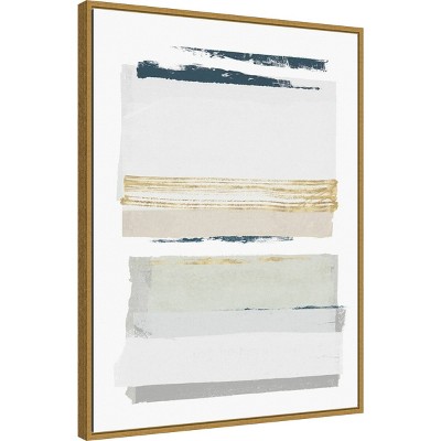 32" x 24" Abstract Gold and Gray Canvas Art