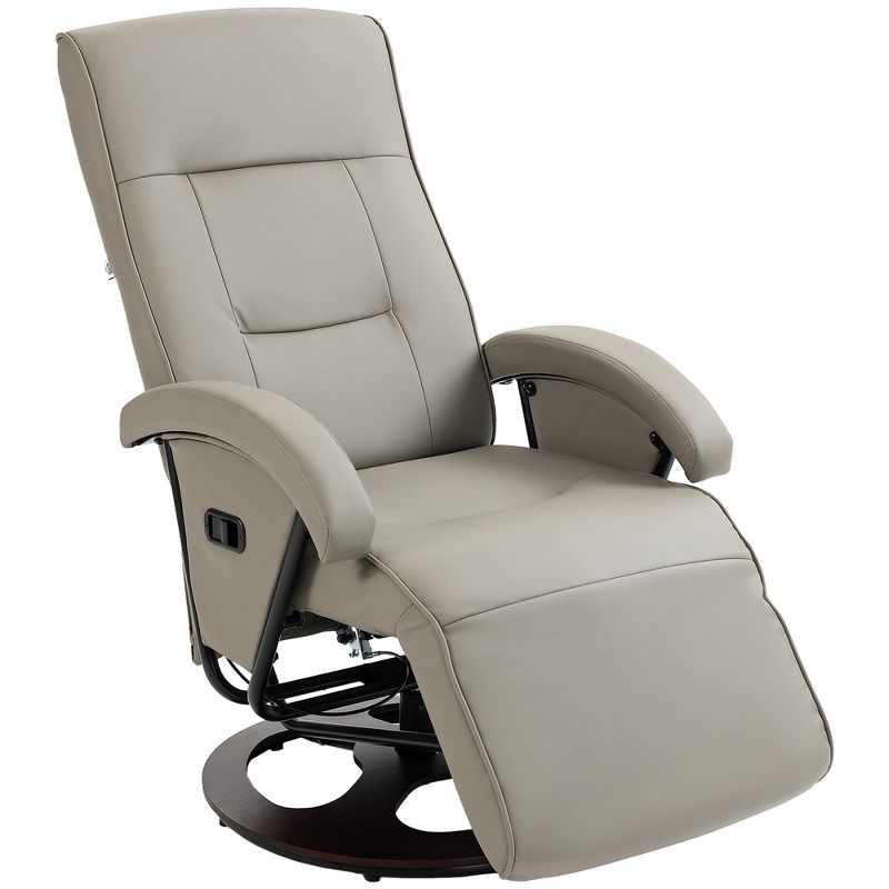 HOMCOM Recliner Chair with Footrest, PU Leather Swivel High Back Armchair, 135° Adjustable Backrest Thick Foam Padding, 4 of 7
