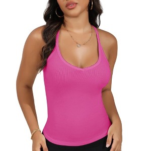 Anna-Kaci Active Women's Deep V-Neck Tank Top with Slim Fit and Adjustable Strap Detail - 1 of 4
