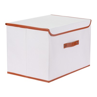 Unique Bargains Collapsible Fabric Storage Cube with Handles and Lid for Shelves Closet 1 Pc