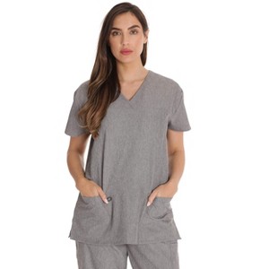 Just Love Solid Stretch Scrub Top for Women Mock Wrap Nursing Shirt. - 1 of 3