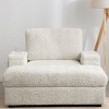 42"W Oversized Sleeper Armchair with Storage Ottoman, Cup Holders and Side Pockets, Faux Fur Chaise Lounge for Living Room or Bedroom - Koiai - 2 of 4