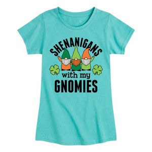 Girls' - Instant Message - St. Patrick's Day Shenanigans with my Gnomies Fitted Short Sleeve Graphic T-Shirt - 1 of 4
