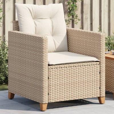 vidaXL Patio Chair with Cushions Beige Poly Rattan