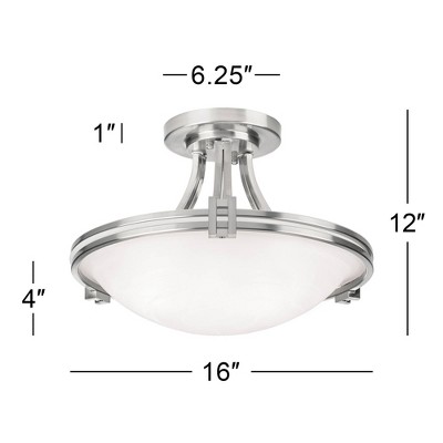 Brushed Nickel and White Glass Bowl Ceiling Light