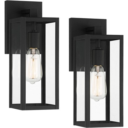 Modern Black Wall Sconce Clear Glass Bathroom 2 Pack