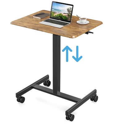 Musment Table Height Adjustable Mobile Laptop Cart, Ergonomic Standing Desk Rolling Workstation Podium Stand from 28" to 42" Tall