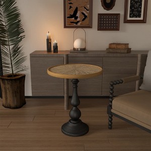 Wooden End Tables Retro Side Table French Country Accent Coffee Side Table Modern Small Round Tea Table - 1 of 4