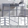 INFURNIC Beds Metal Loft Bed Twin Size with Safety Guardrails Flat Ladder and Under-Bed Storage for Kids Teens, Grey, 77.36"*41.34"*62.2" - 2 of 4