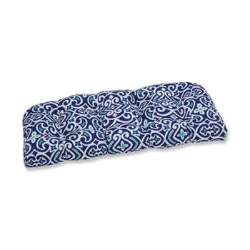 Pretty Witty Reef Wicker Outdoor Loveseat Cushion Blue - Pillow Perfect ...