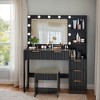 ChicFurnit Vanity Tables Makeup Vanity Desk Vanity Table Set Dressing Table with Square Mirror for Bedroom, Black, 42.98"*15.6"*52.77" - 3 of 4