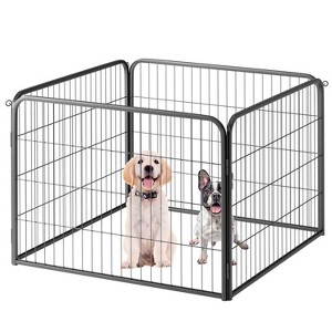 FDW Dog Playpen Kennel - 4 Panels, 24 Inch Height, Indoor/Outdoor Folding Metal Portable Puppy Exercise Pen, Heavy Duty Dog Fence for Yard, Camping - - 1 of 4