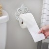 AuldHome Design White Farmhouse Cast Iron Toilet Paper Holder; Wall Mount Vintage Decor Fleur de Lis TP Hanger - 4 of 4