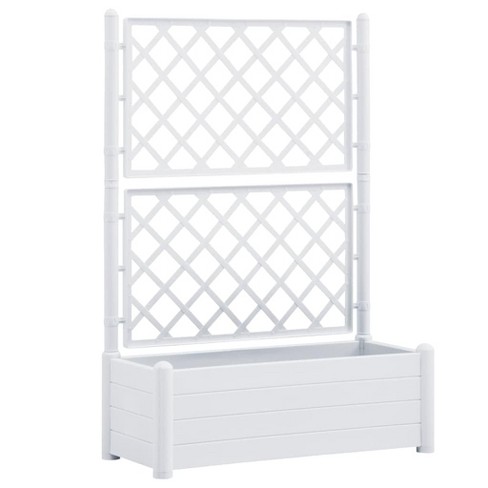 Vidaxl Outdoor Raised Garden Planter With Trellis - Rectangular White ...