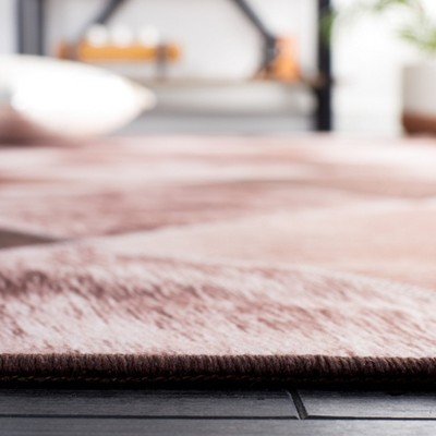 Light Brown and Brown Faux Fur Rectangular Rug, 4' x 6'