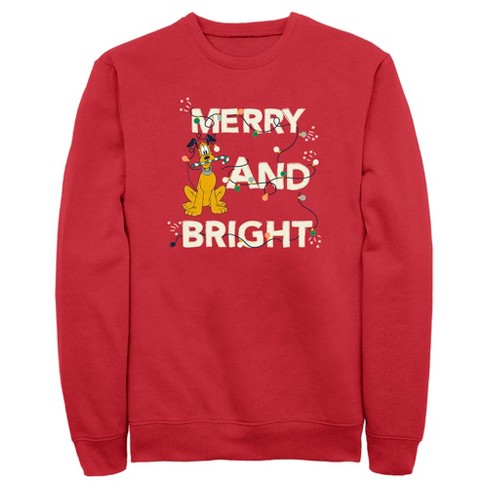 Men's Mickey & Friends Merry And Bright Pluto Sweatshirt - Red - Small ...