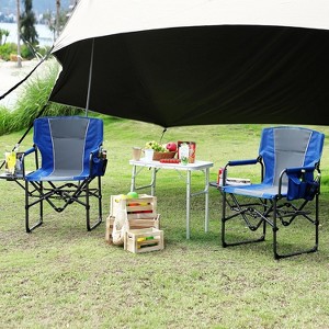 Oversized Folding Director Camping Chair, 1 Pcs Heavy Duty Portable Outdoor Chair with Aluminum Side Table & Pocket,Support 400 LBS Metal Frame - 1 of 4