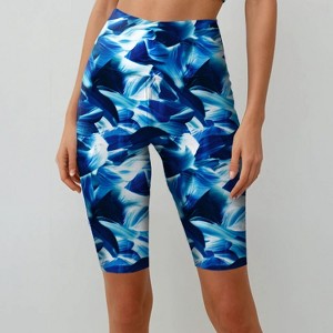 Calypsa Women's Chlorine Resistant Tummy Control Long Bike Swim Shorts - 1 of 4