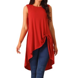Seta T Women's High Low Hem Sleeveless Crew Neck Dressy Casual Shirts - 1 of 4