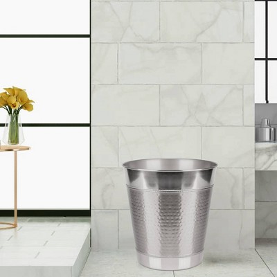 Hudson Hammered Stainless Steel Bathroom Wastebasket