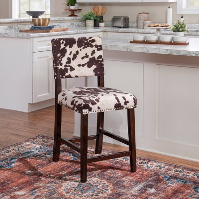 Corey 24" Brown and Ivory Cowhide Counter Stool