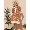 INSPIRE CHIC Women's Summer Floral V Neck Half Sleeve Drawstring Waist Flowy Boho Mini Dress - 3 of 4
